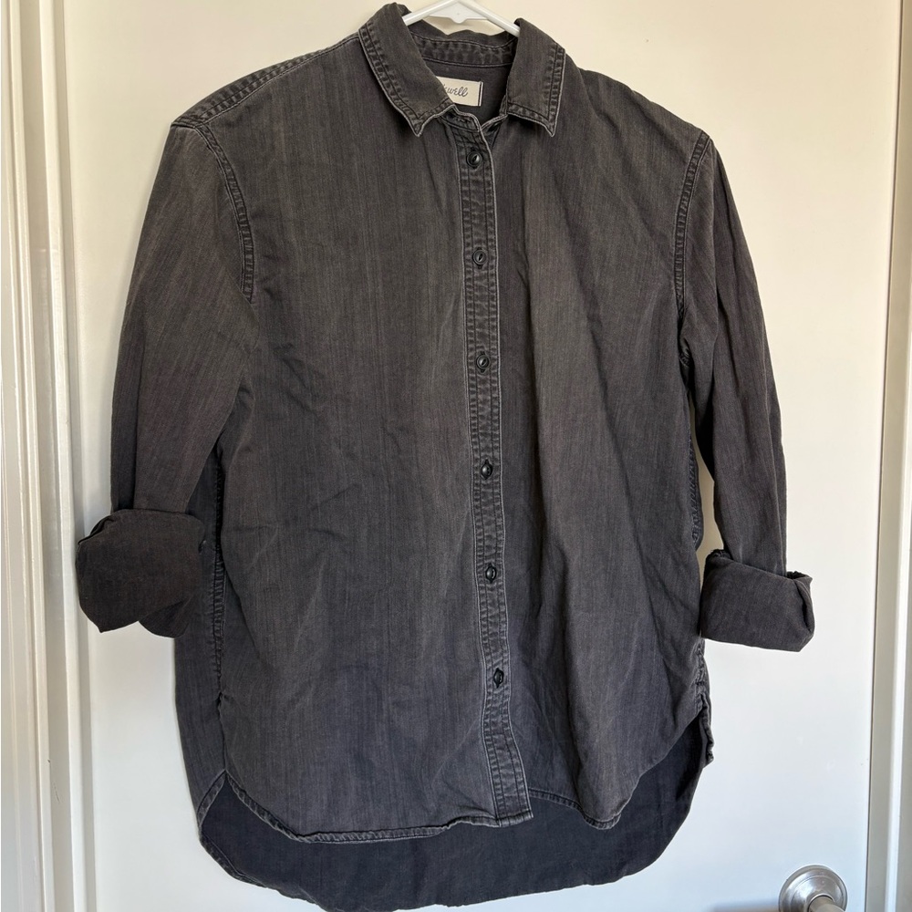 Madewell Denim Ex-Boyfriend Oversized Shirt - Lunar Grey Wash - Size XS